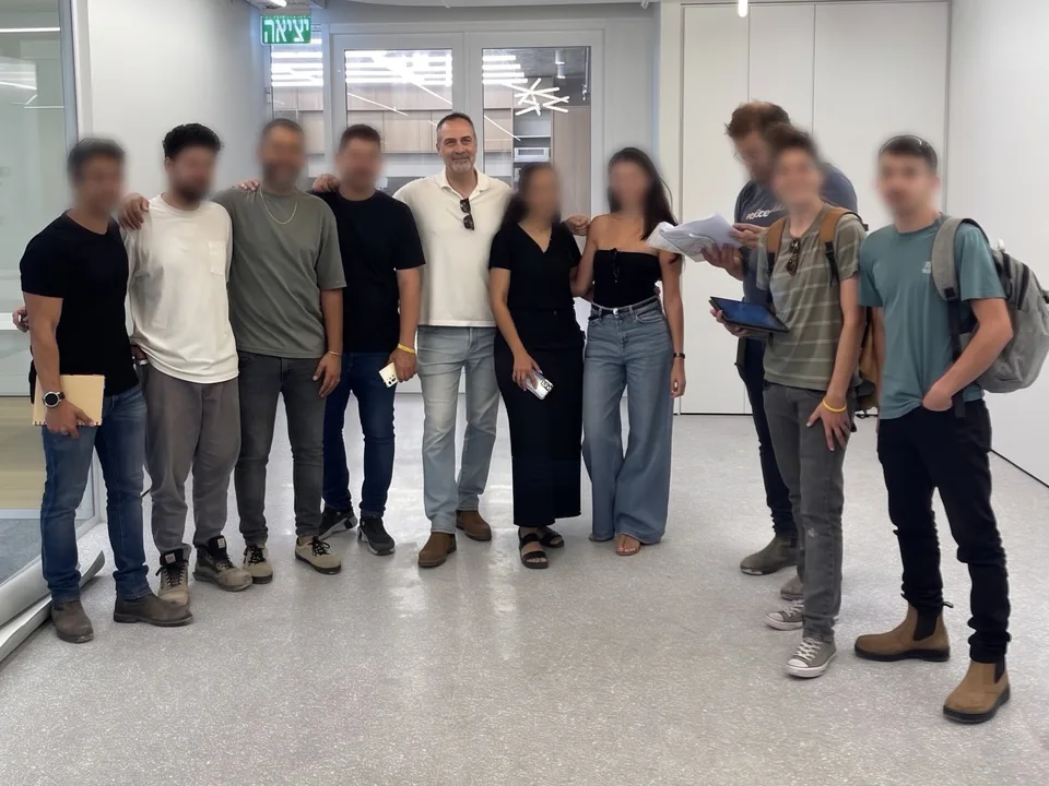 Eyal Yavets with the team at a new R&D and production site